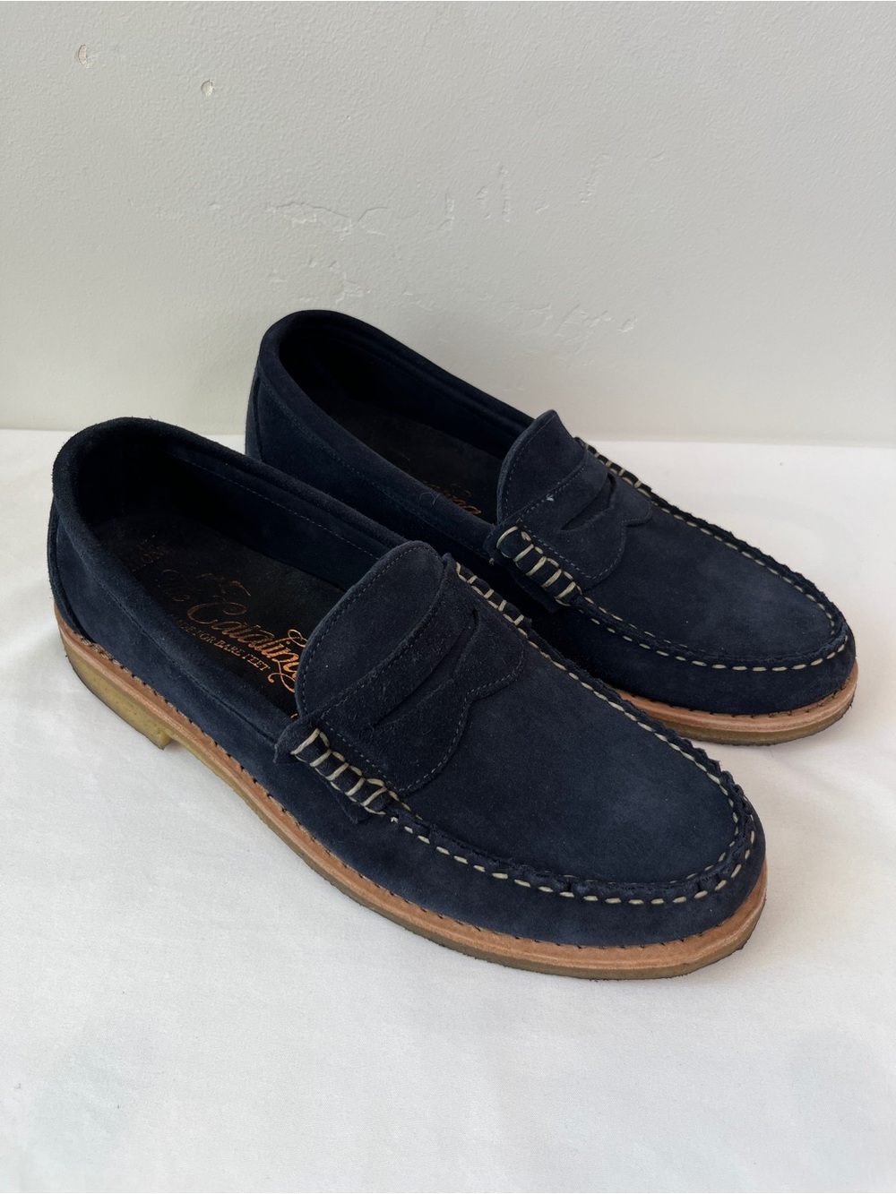 Allen Edmonds Catalina Navy Blue Suede Penny Loafers Mens Size 8 D 2241 Surform